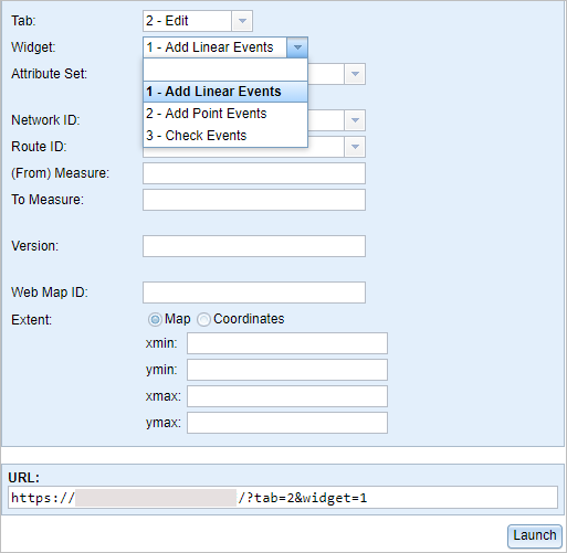 Launcher dialog box, Widget drop-down menu Launcher dialog box, Widget drop-down menu